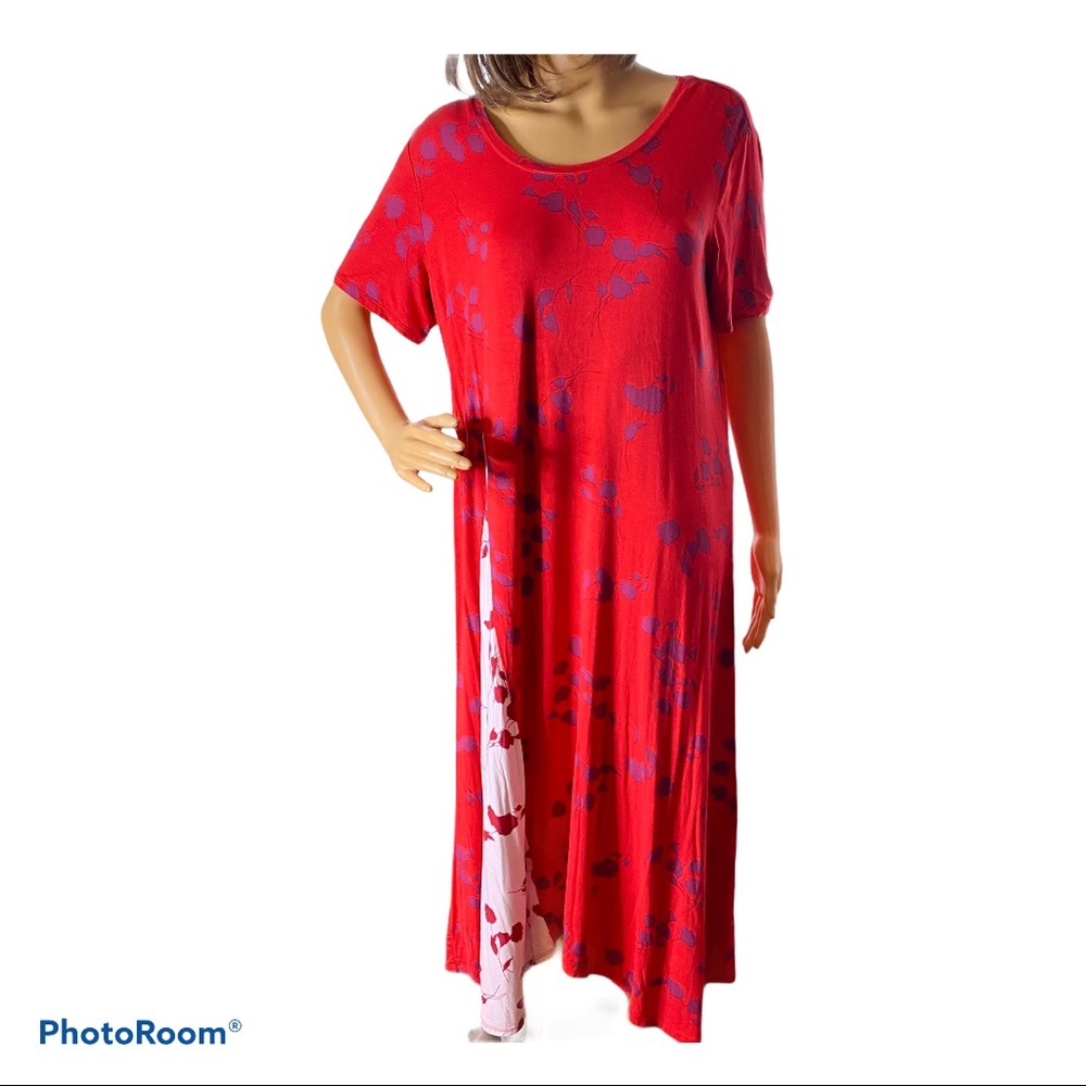 LOGO by Lori Goldstein Rayon 230 Printed Dress with Contrast Godet